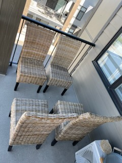 Full Set (x4) of Wicker Weave (Pier 1) High-Back Dining Chairs