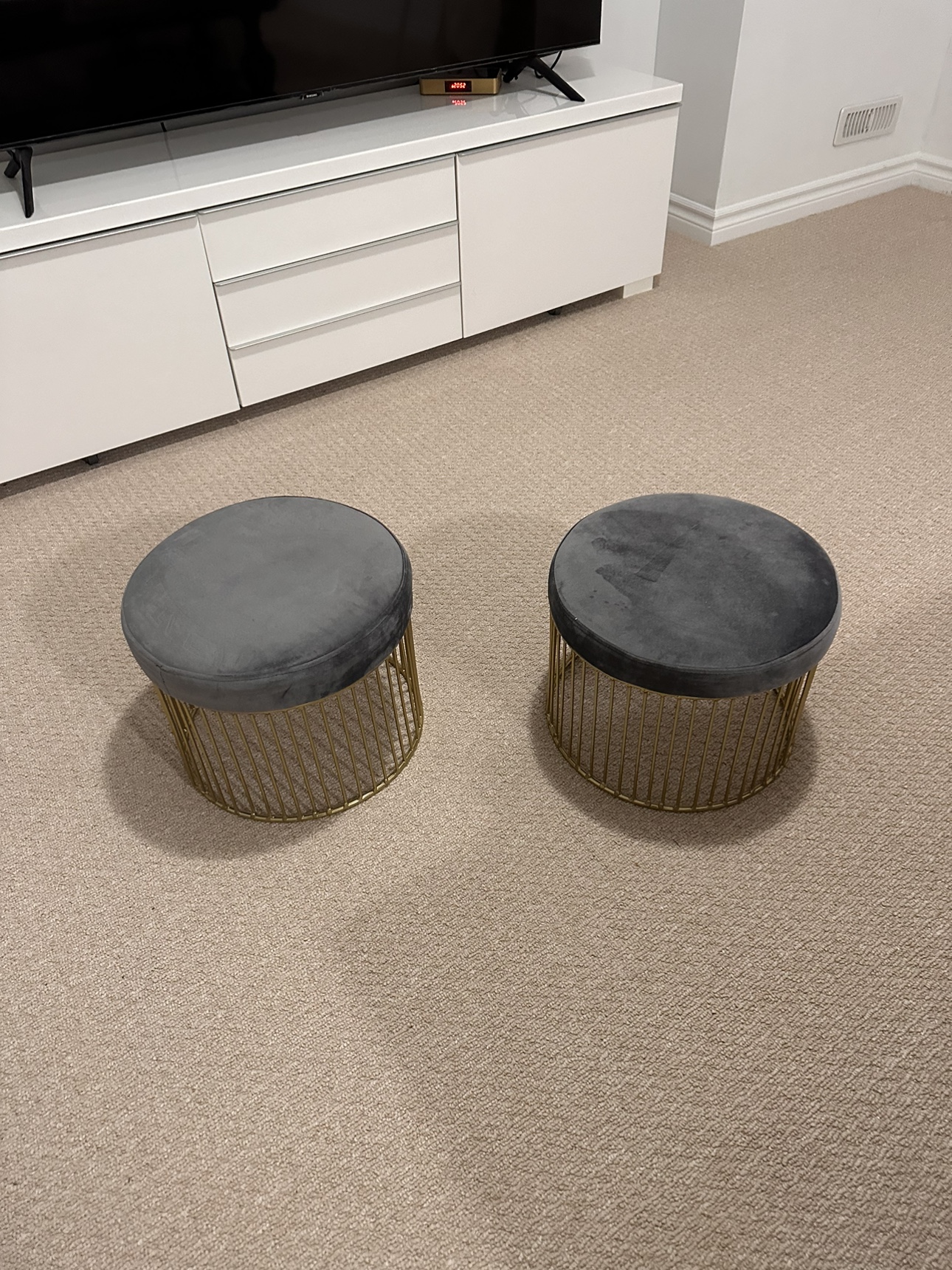 Gold and Grey Velvet Ottomans - photo 2