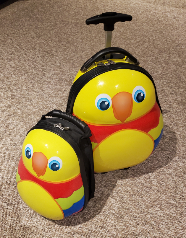Parrot Rolling Luggage and backpack set.