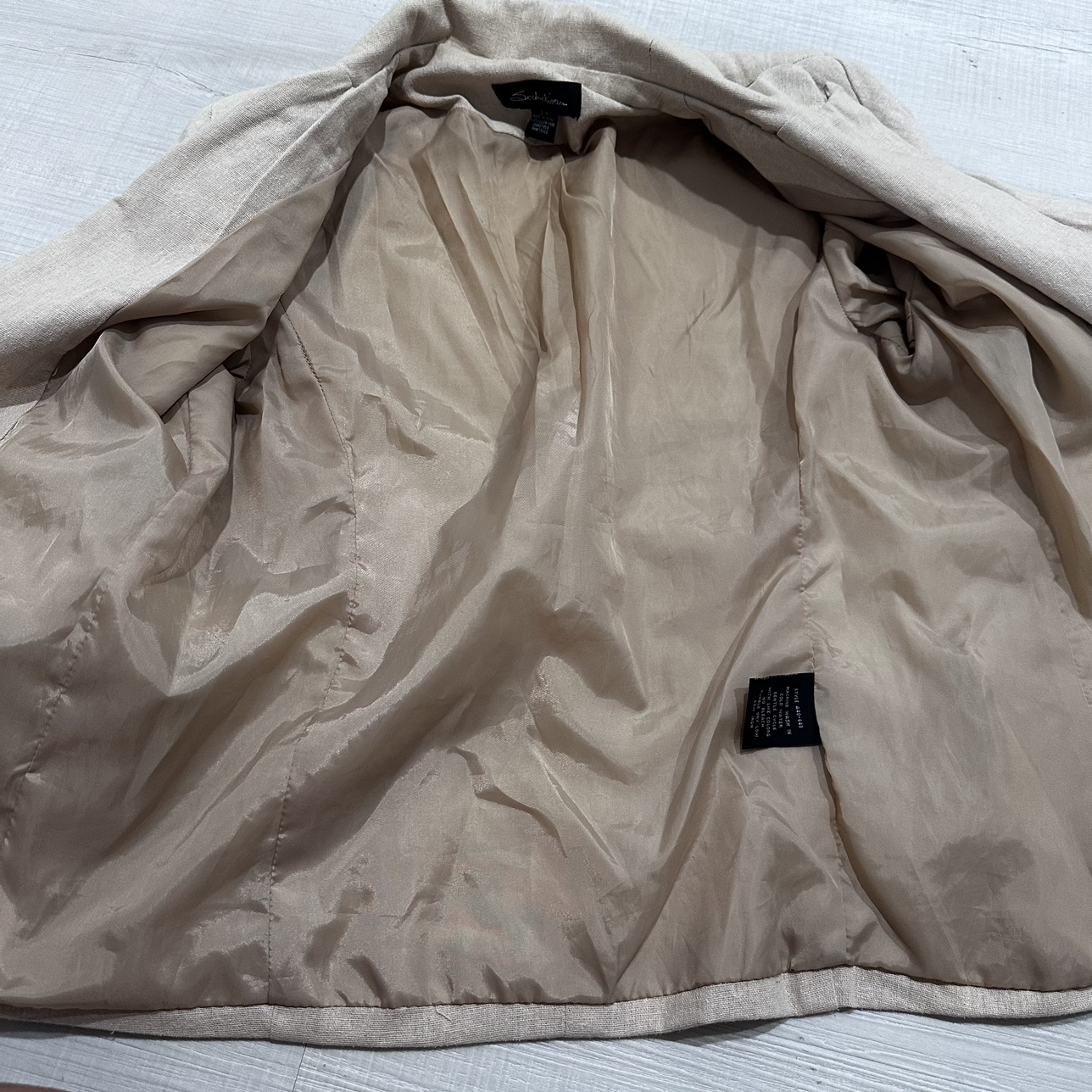 Seductions Beige Shoulder Padded Single Button Blazer image indicator(4)