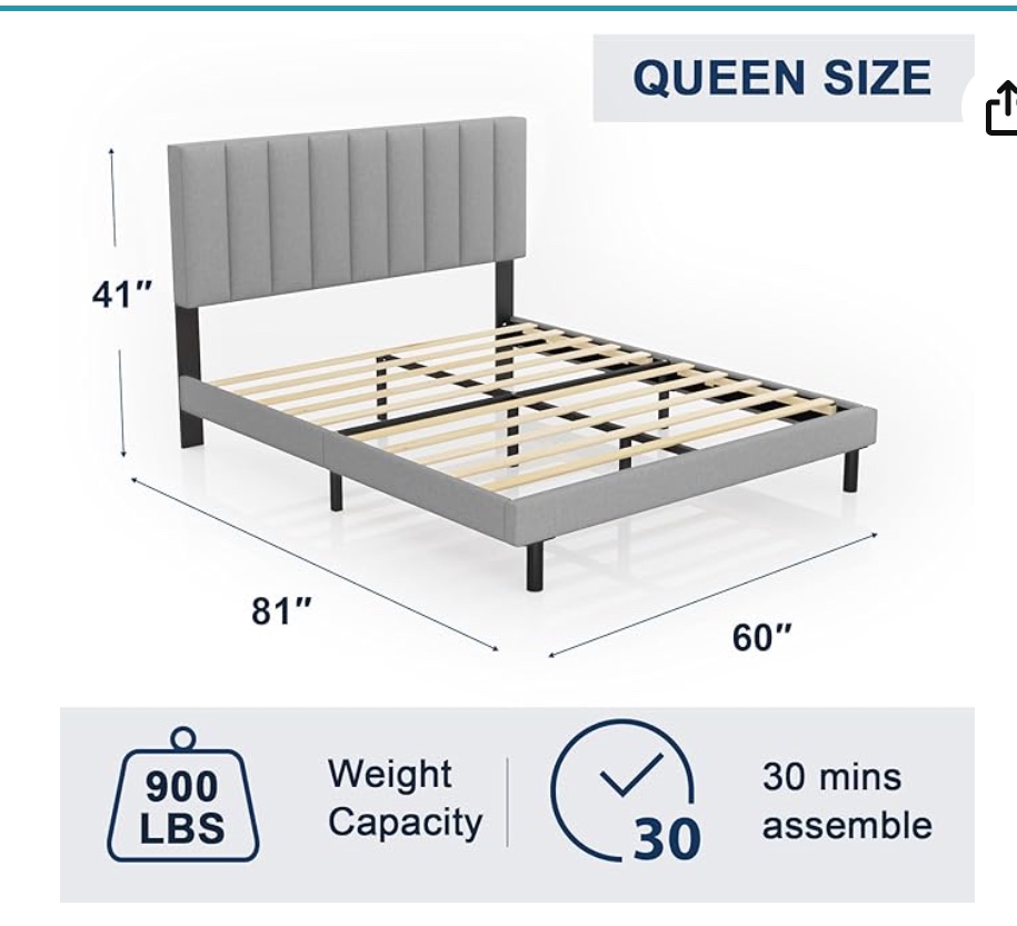 Queen size bed and bed frame - photo 2