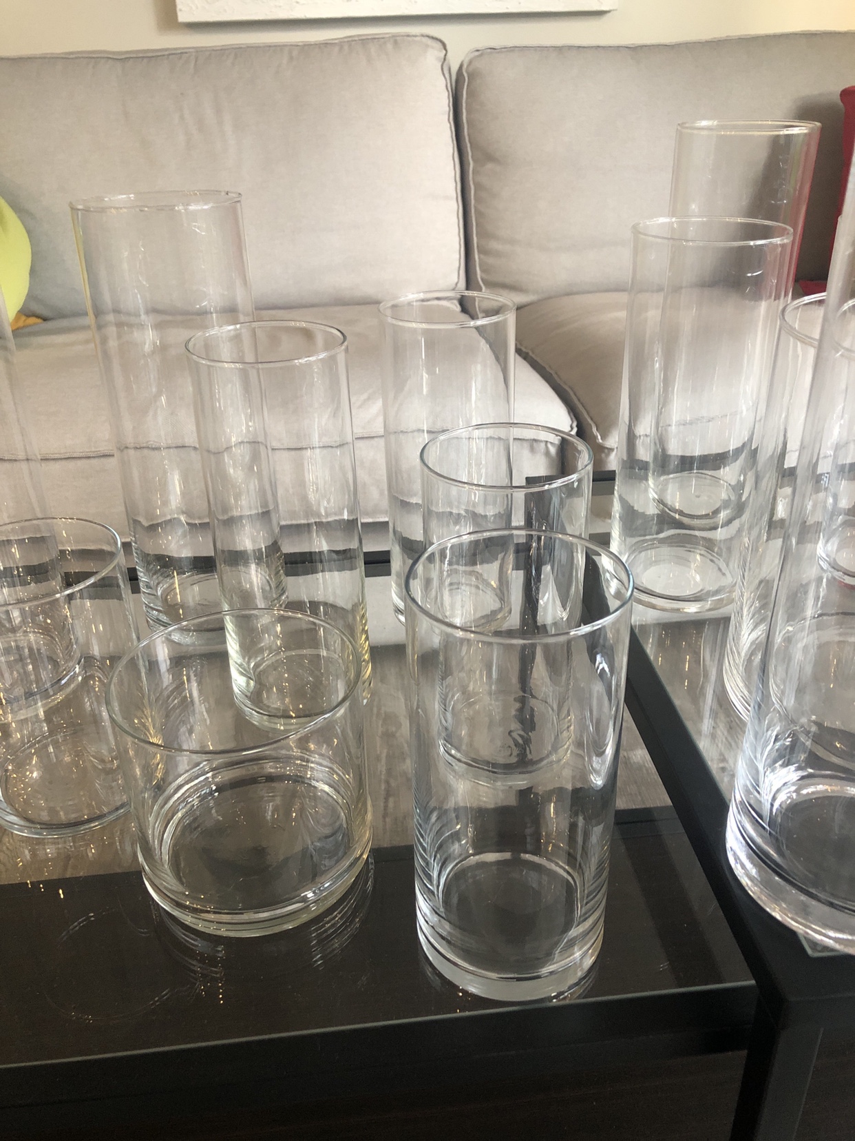 Assorted Glass Vases, Hurricane vases, wedding 21 piece image indicator(3)