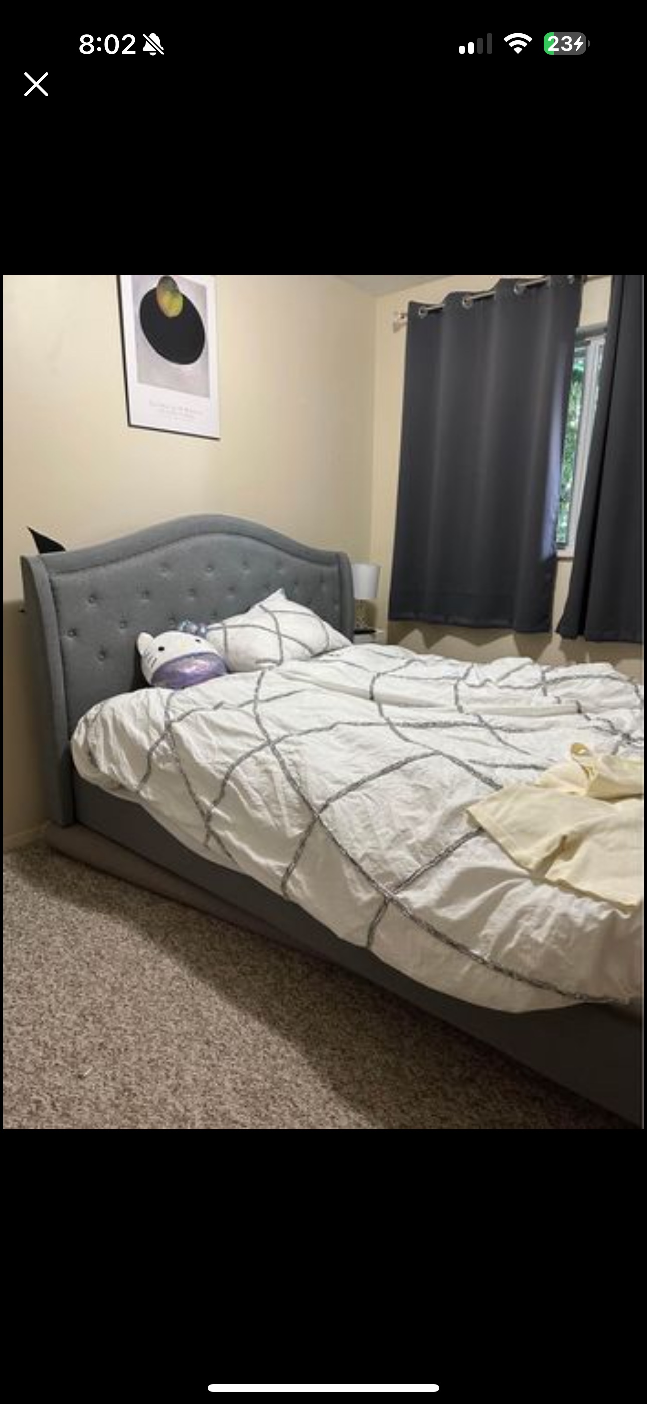 Grey Upholstered Bed Frame Fully disassembled