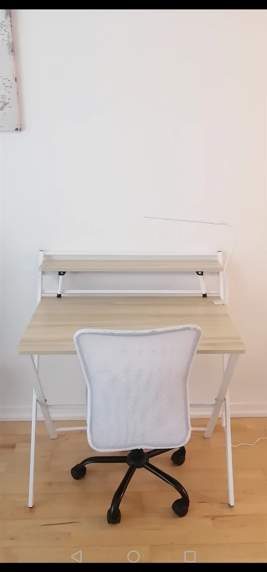 Foldable computer desk, chair and light