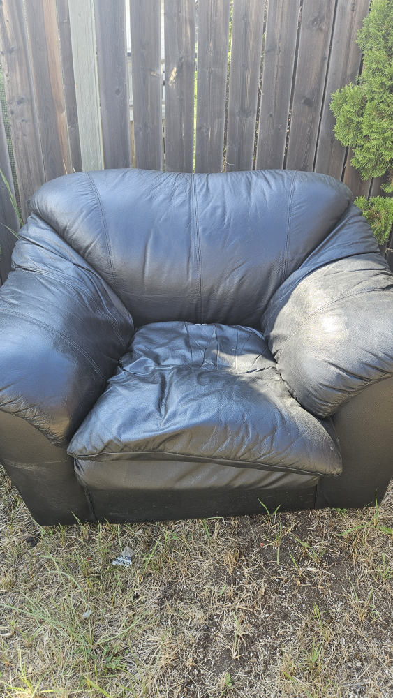 Black Leather Couch, Love Seat and Armchair - photo 3