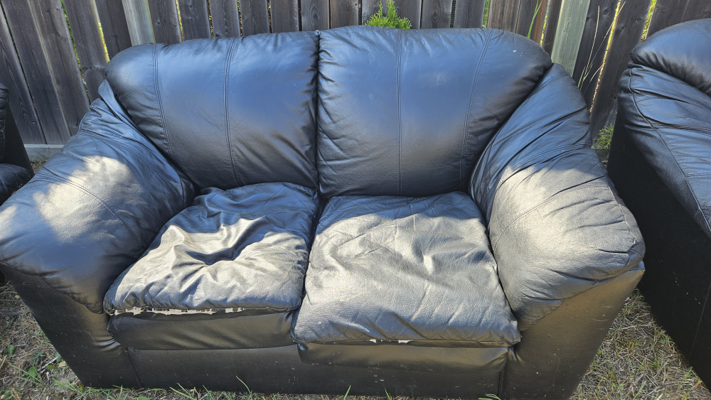 Black Leather Couch, Love Seat and Armchair - photo 4