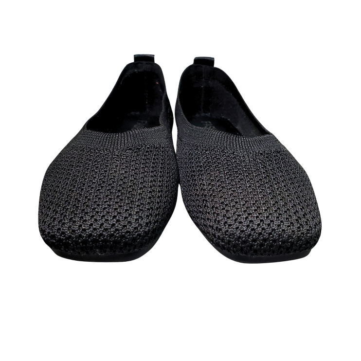 Black Knitted Square Toe Ballet Flats - photo 2
