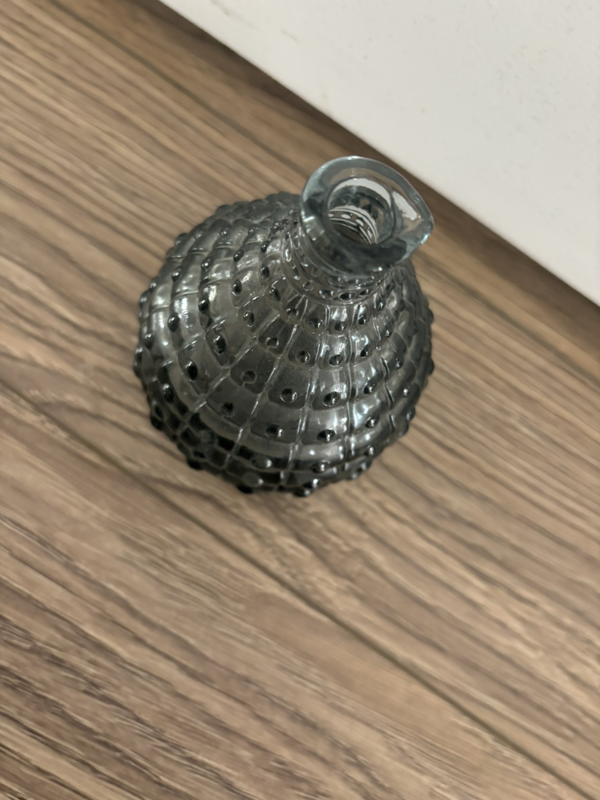 Vintage IKEA Yngaren grey hobnail glass bottle image indicator(2)