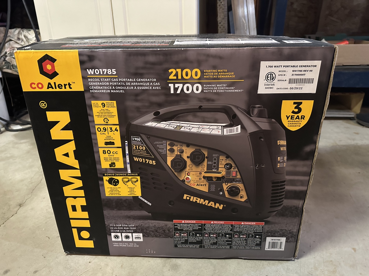 Firman generator 2100/1700 brand new thumbnail