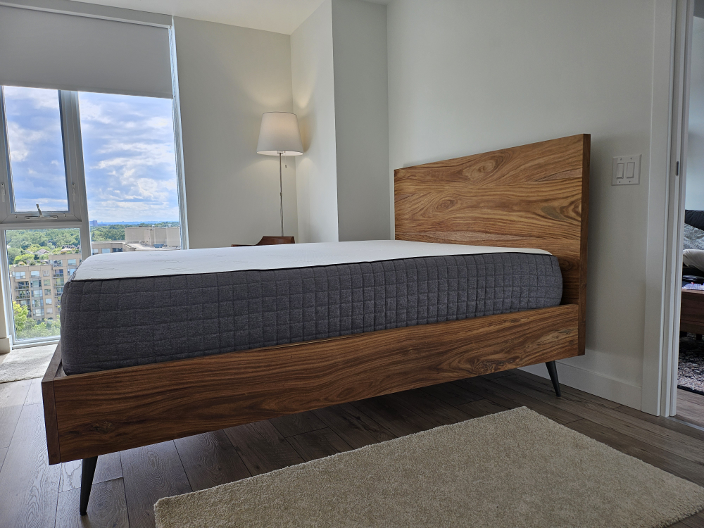 Queen size bed with matrass and bedside tables