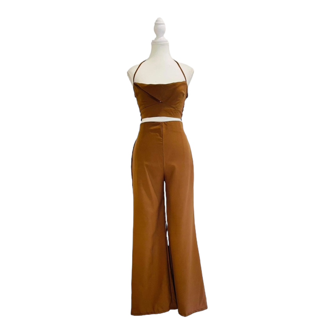 $ 5 only Brown Crop Top and Wide Leg Pant Set thumbnail