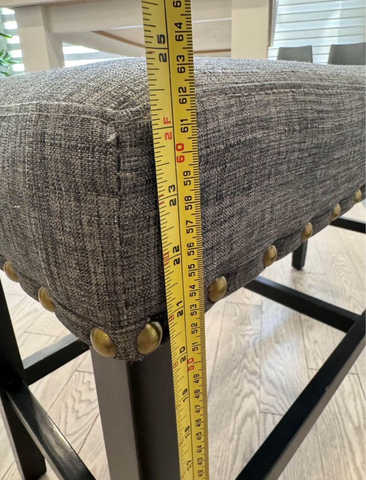 Grey counter-height upholstered bench - photo 4