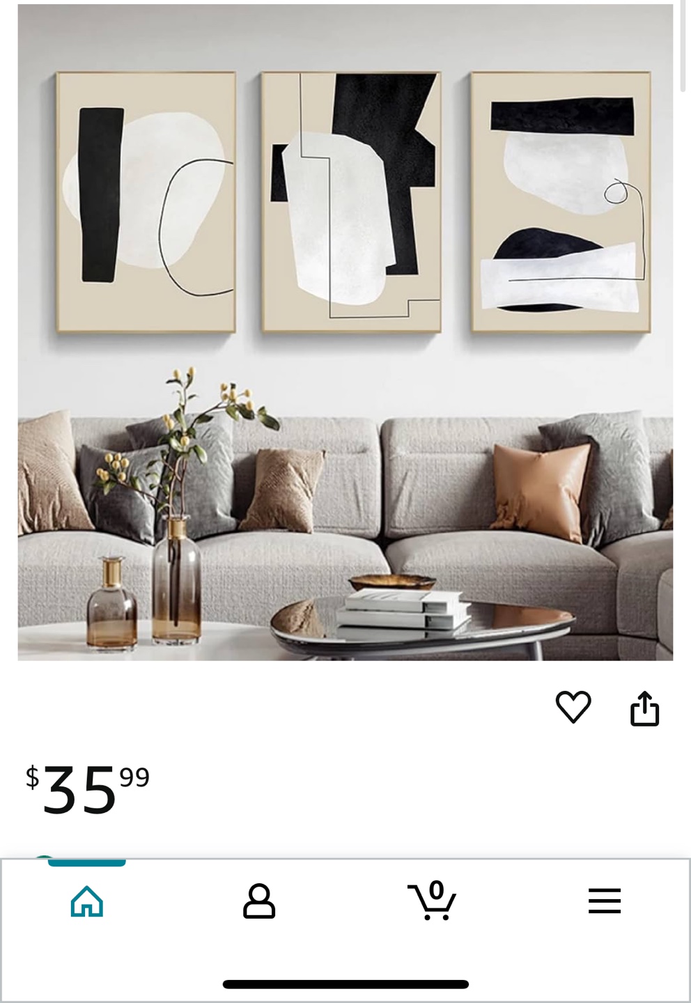 Set of 3 Abstract Geometric Line Design Canvas Wall Art