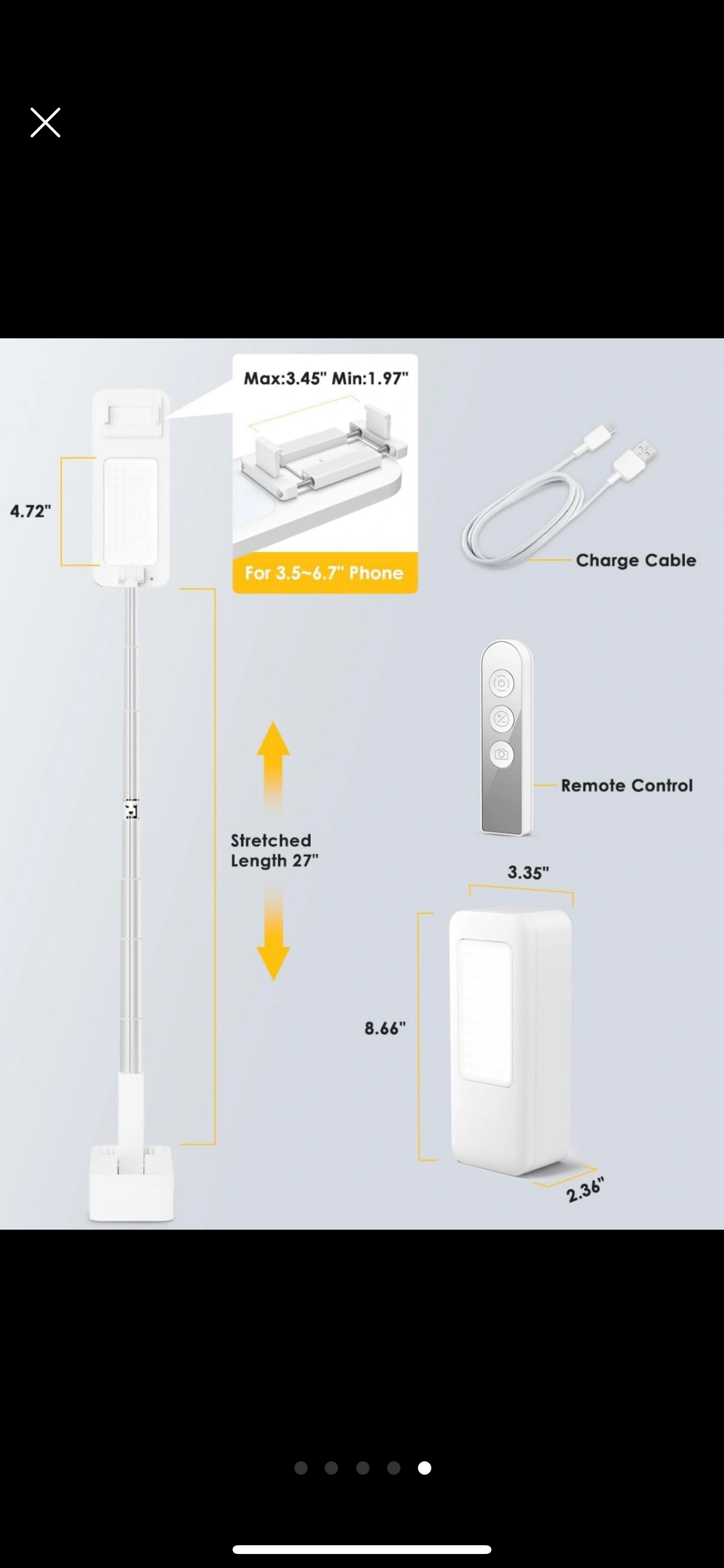 Adjustable LED Phone Stand for Recording, 360° Rotation image indicator(8)