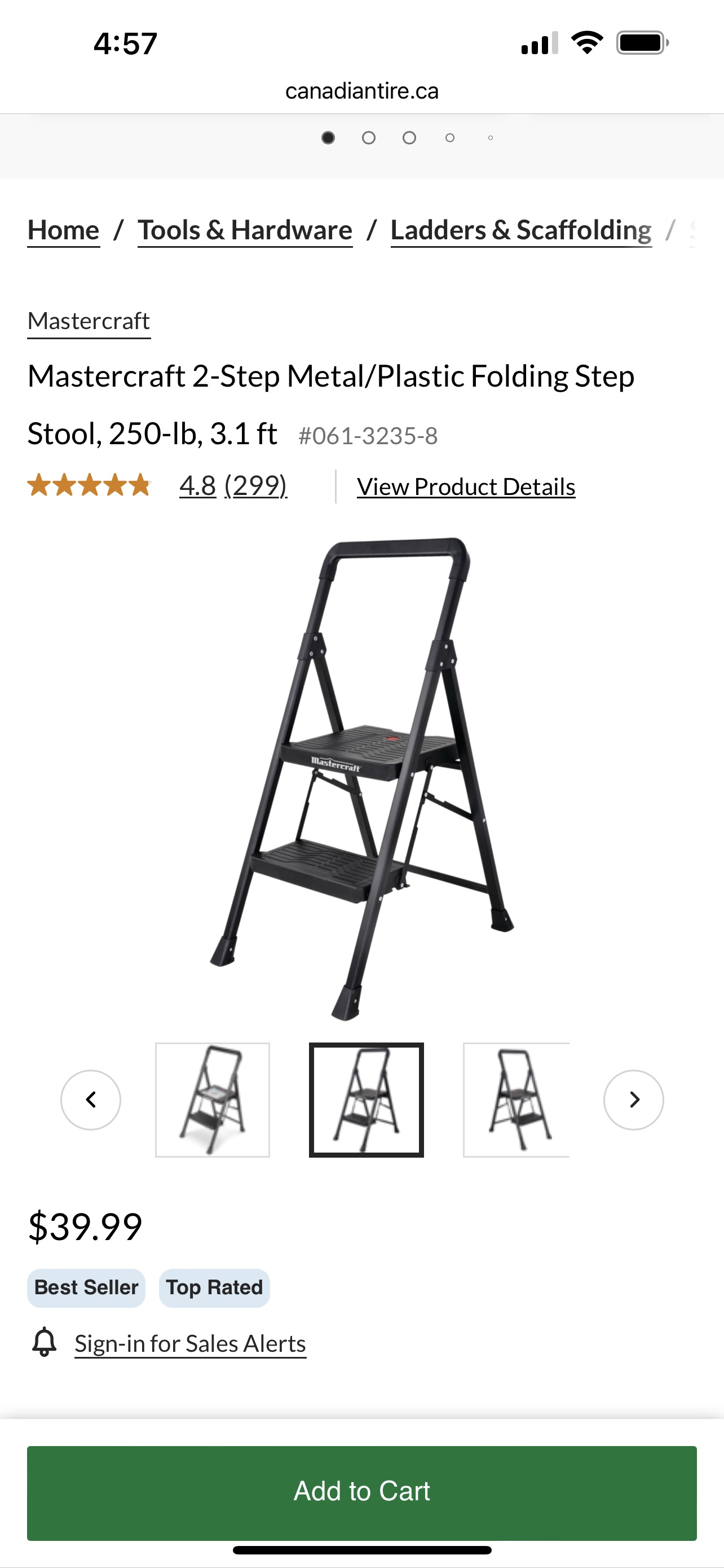 Mastercraft 2-Step Metal/Plastic Folding Stool,Two-Step Ladder - photo 4