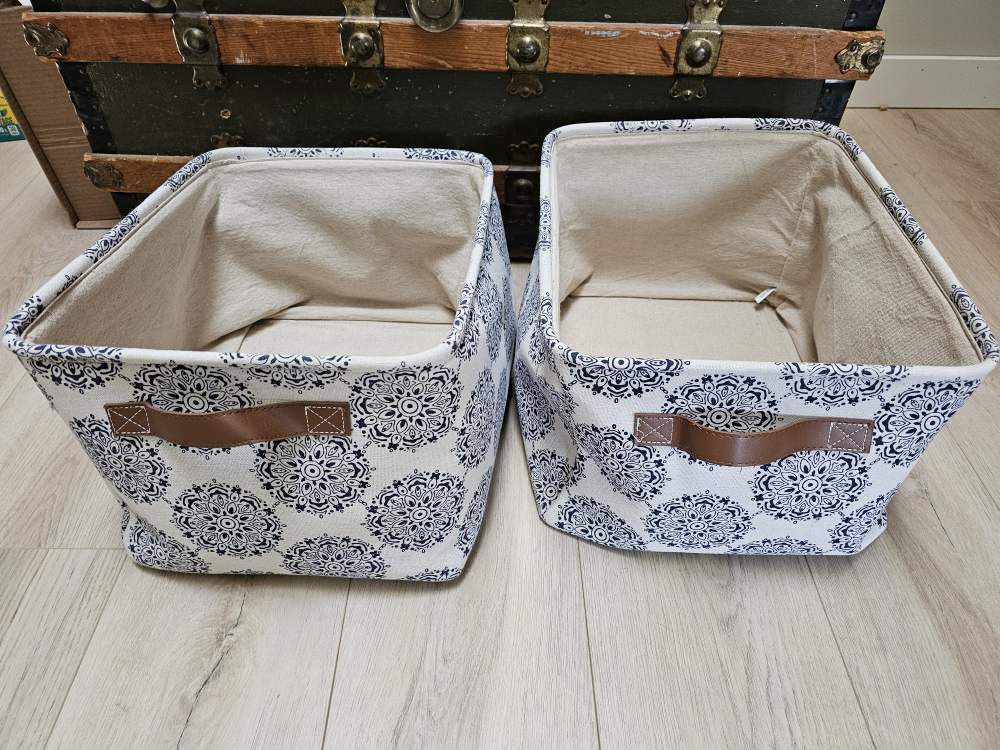 two matching canvas baskets