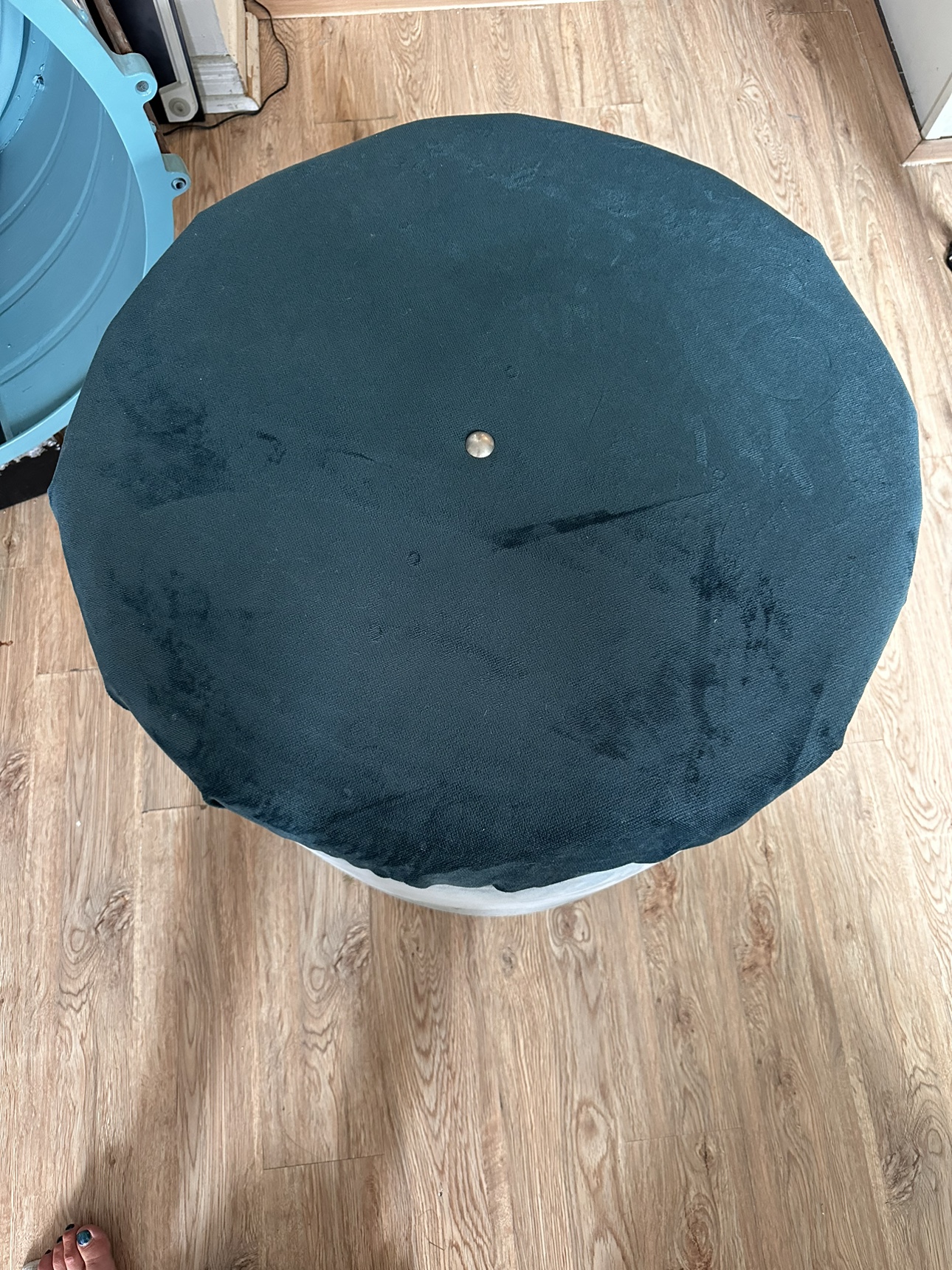 Teal Velvet Storage Ottoman - photo 4