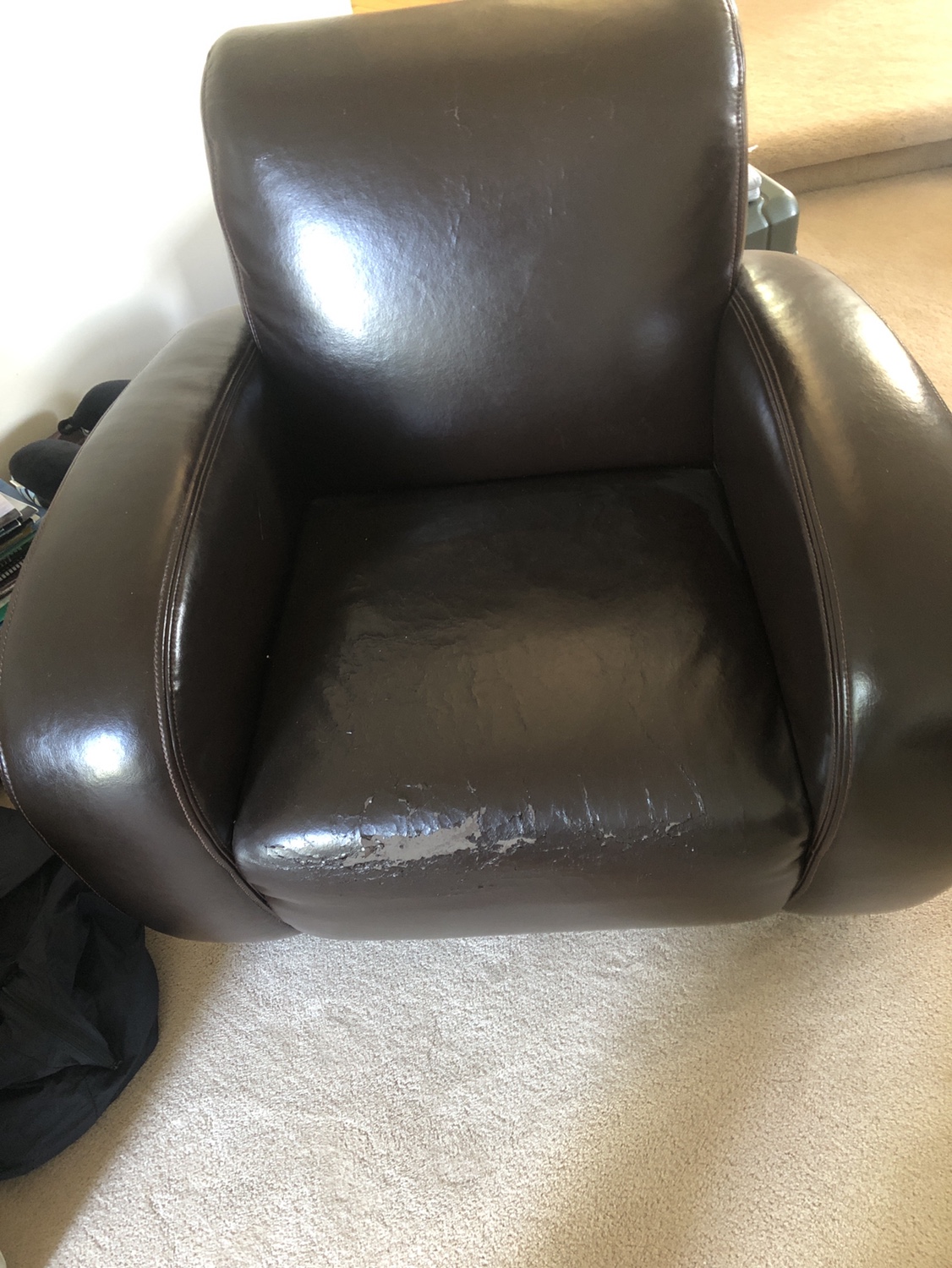2 Brown Leather Armchairs