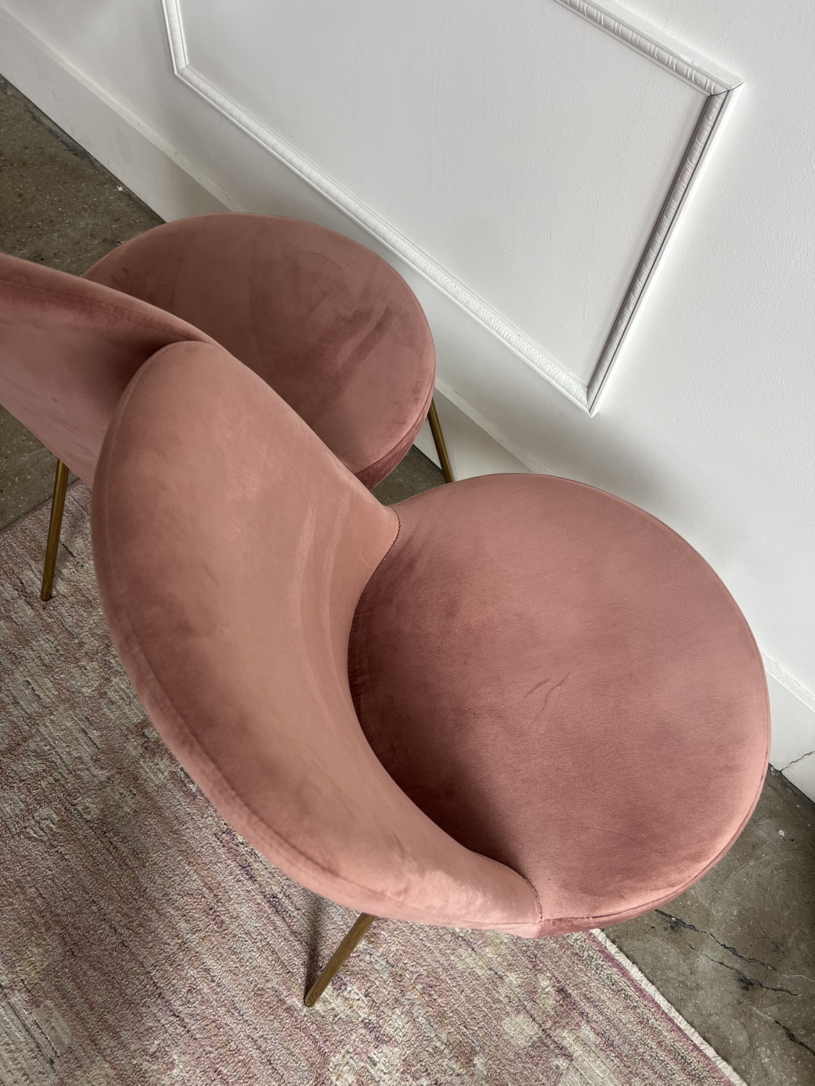 Blush Pink Velvet Upholstered Side Chairs - photo 3