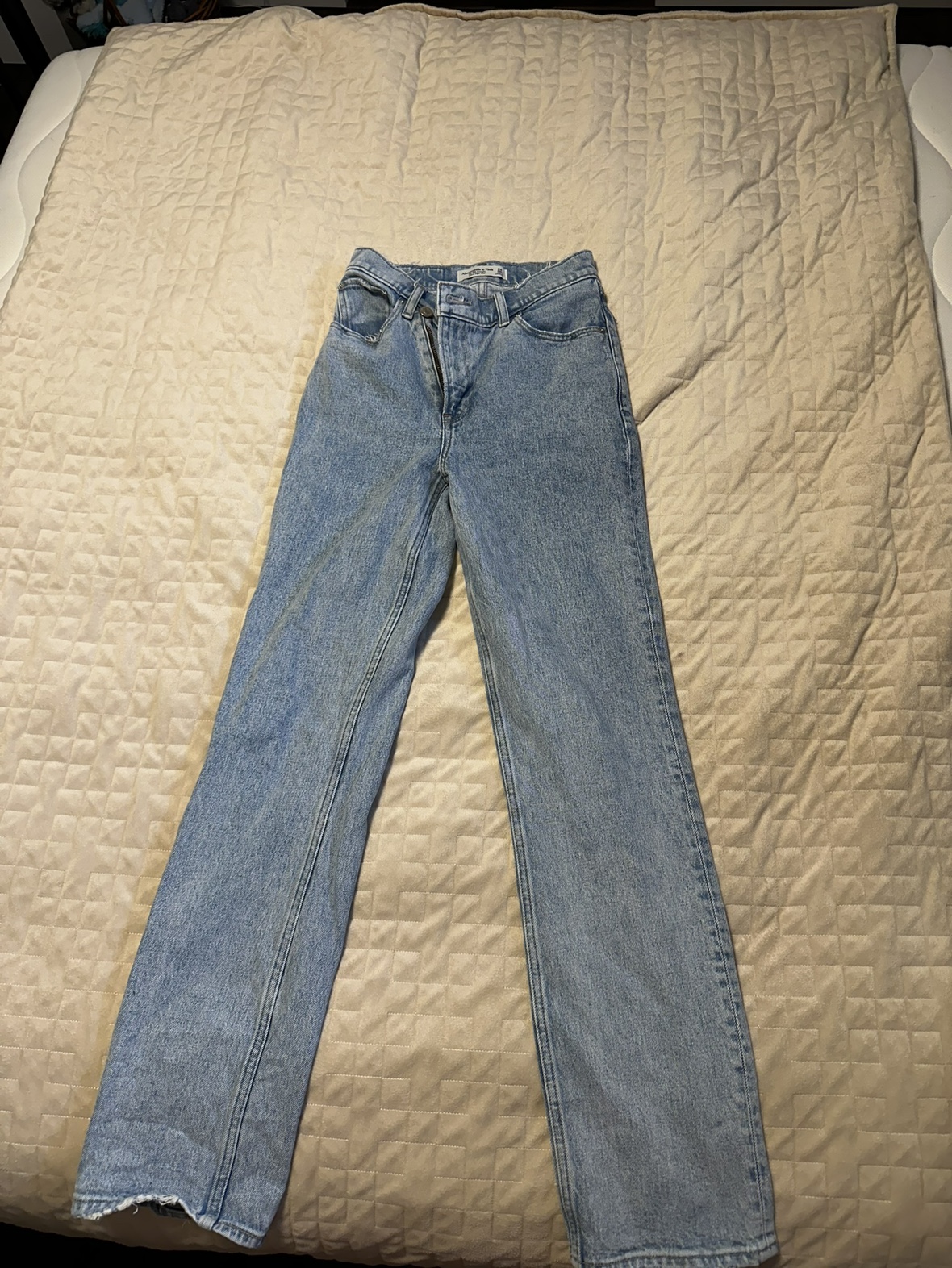 cross buttoned straight leg 90s jeans thumbnail