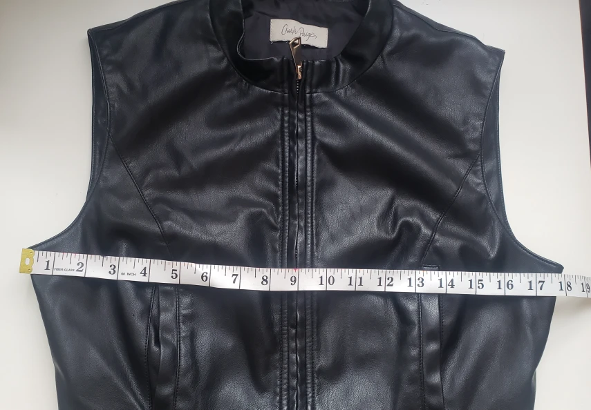 Black Faux Leather Vest with Lace Trim image indicator(4)