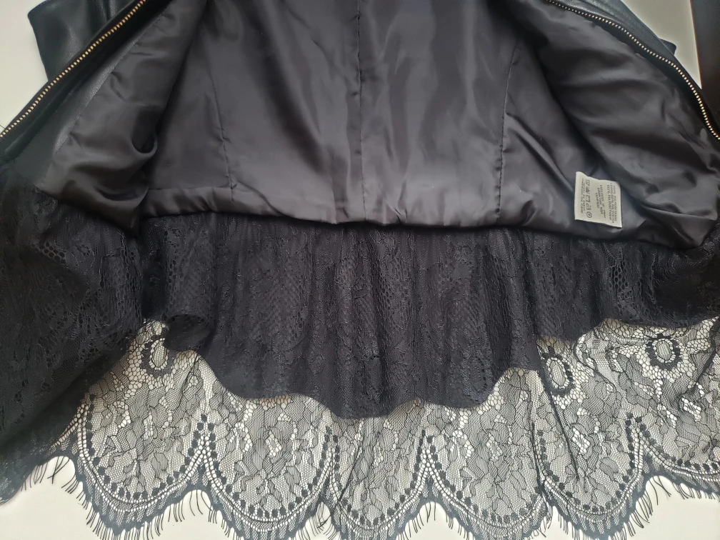 Black Faux Leather Vest with Lace Trim image indicator(6)