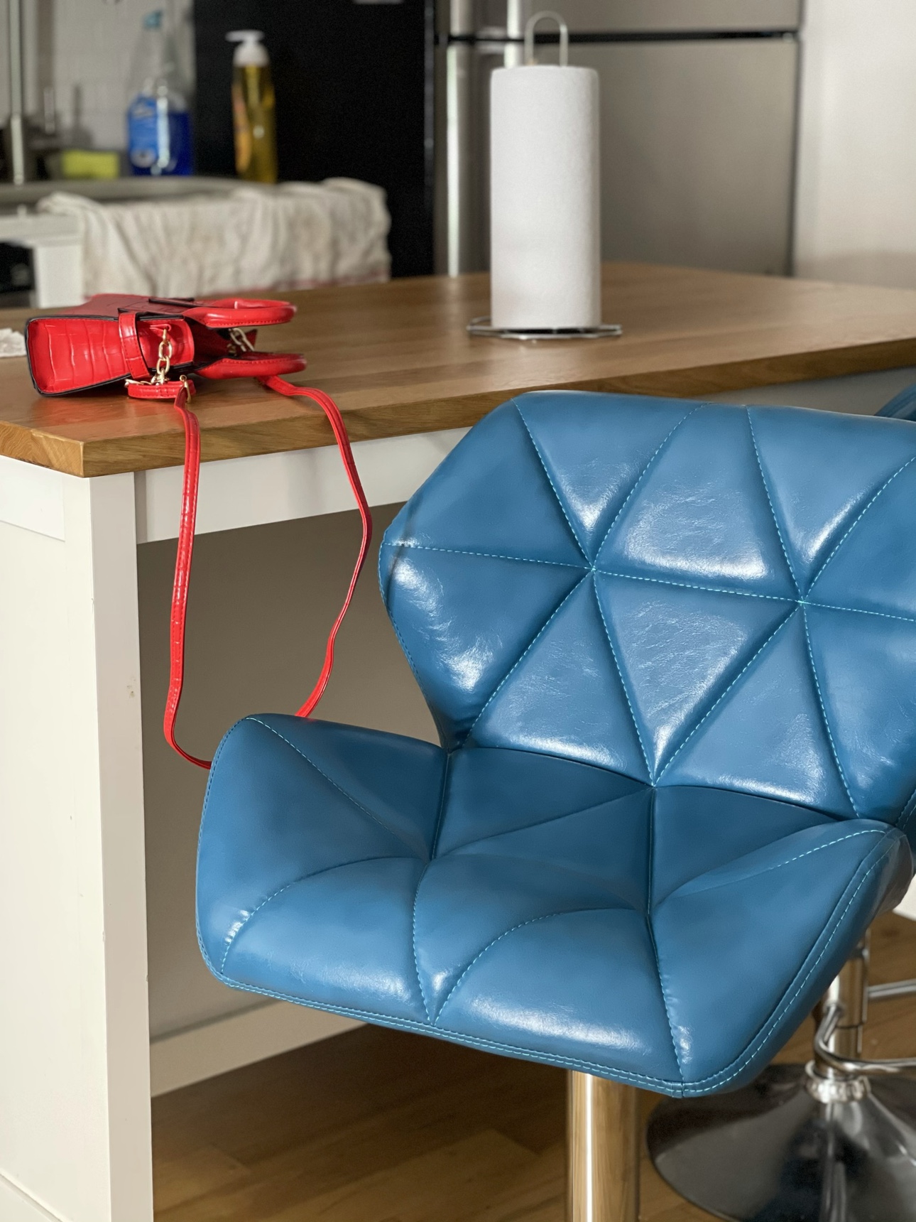 Blue geometric Bar Stool