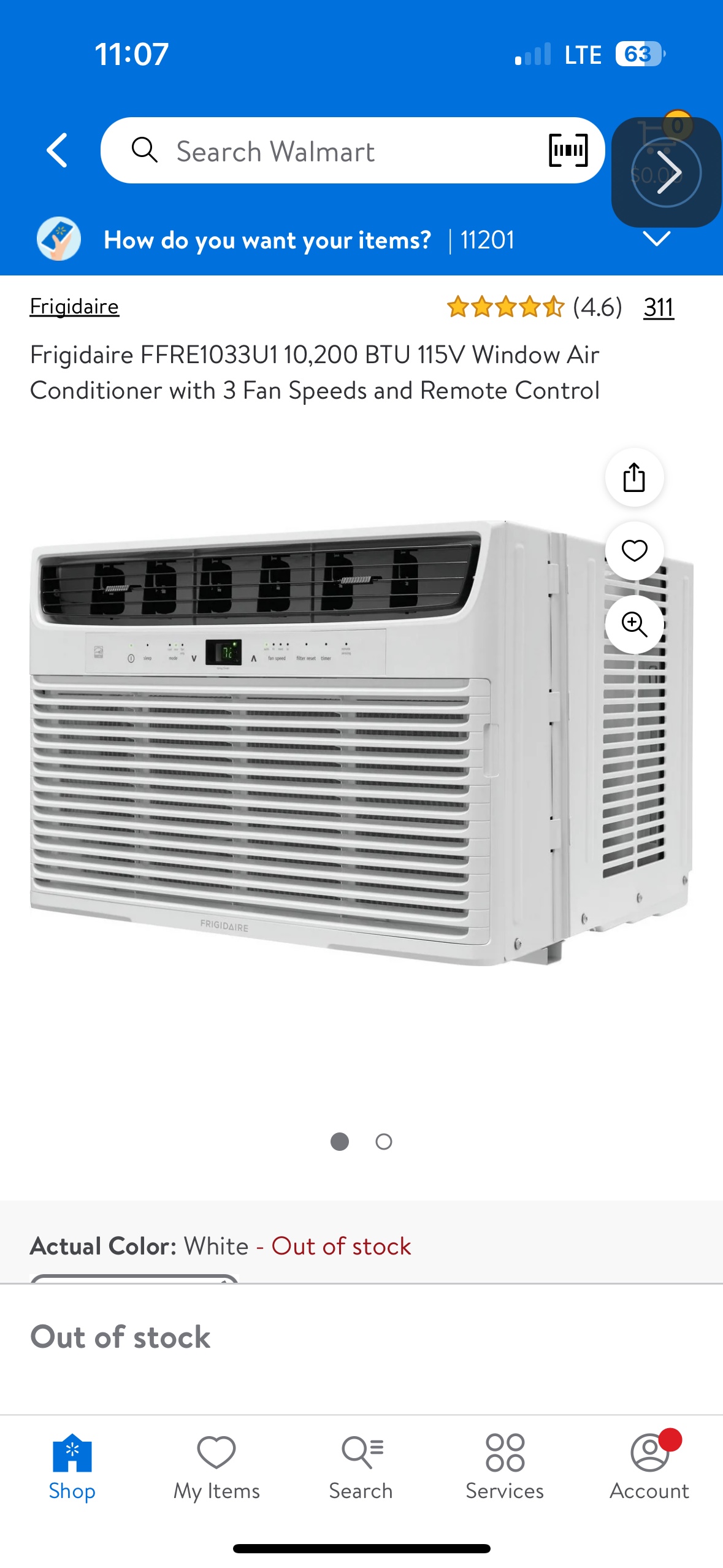 Window AC - Frigidaire 10,200 BTU with support bracket