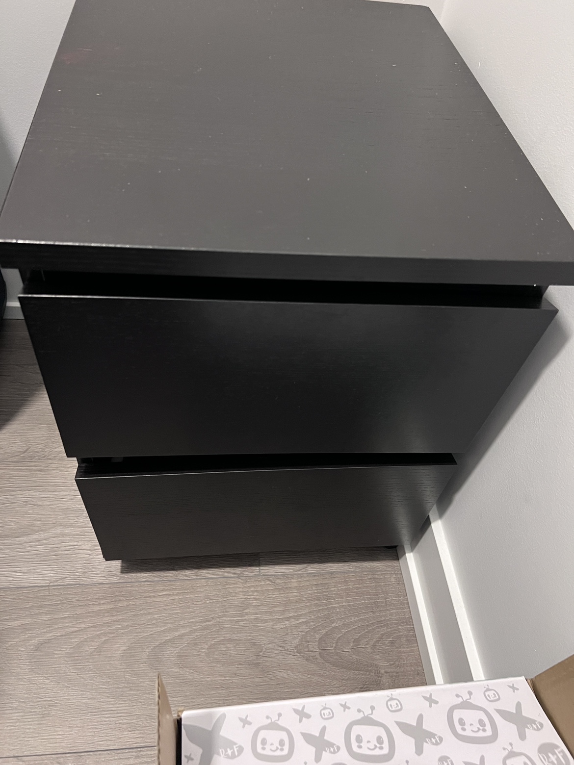 A Black Two-Drawer Nightstand