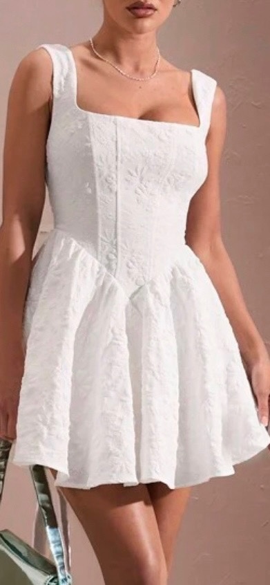 For sale White Embroidered Mini Dress