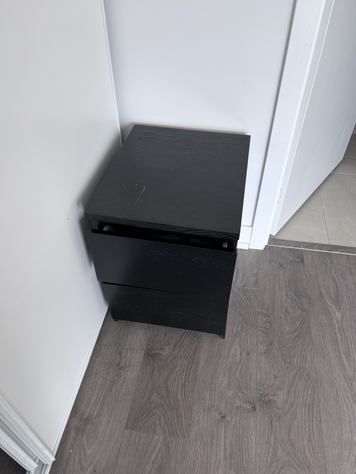 A Black Two-Drawer Nightstand - photo 5