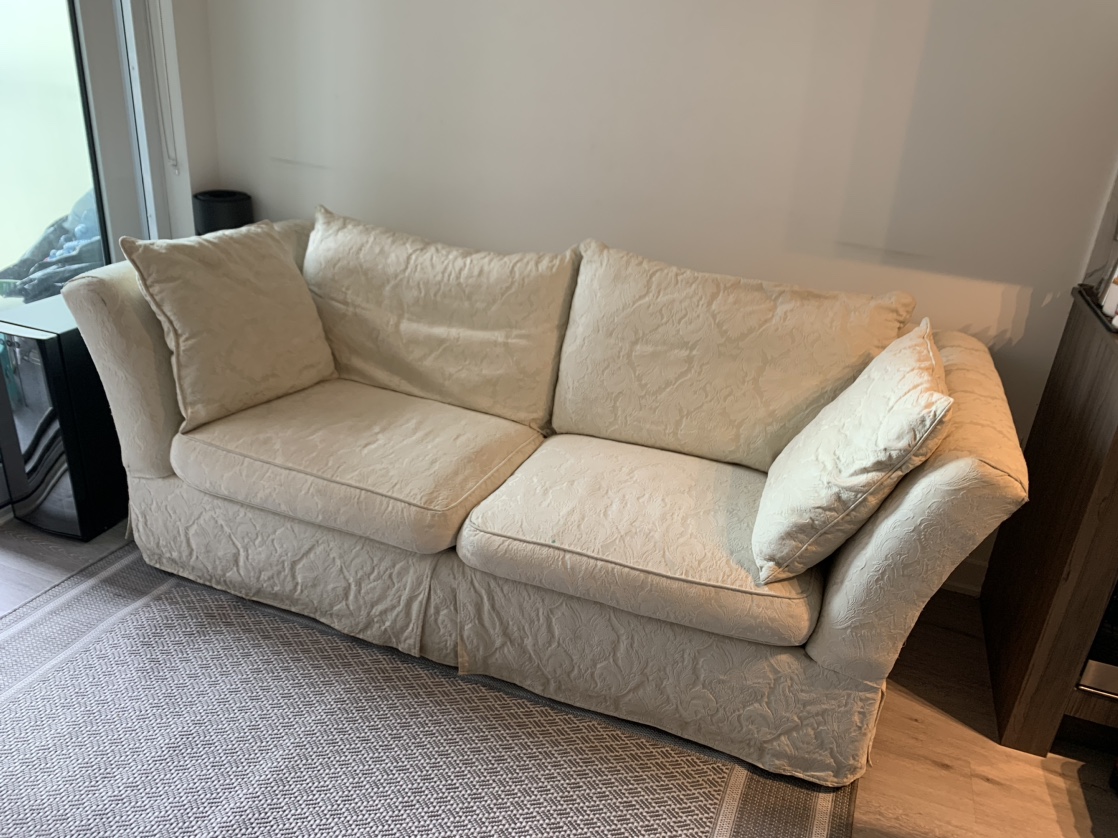 Cream Sofa with Cushions Couch