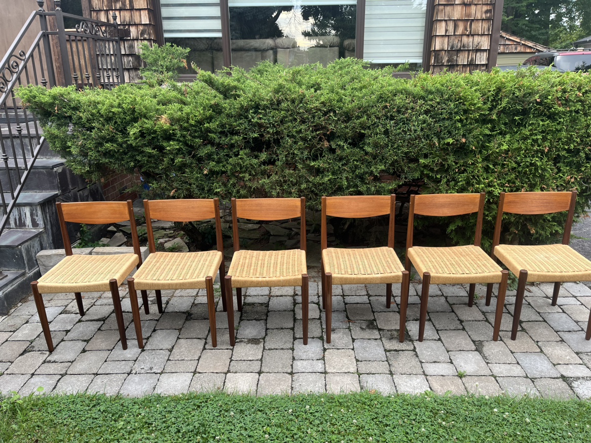 Authentic vintage danish teak Frem rojle dining chairs thumbnail