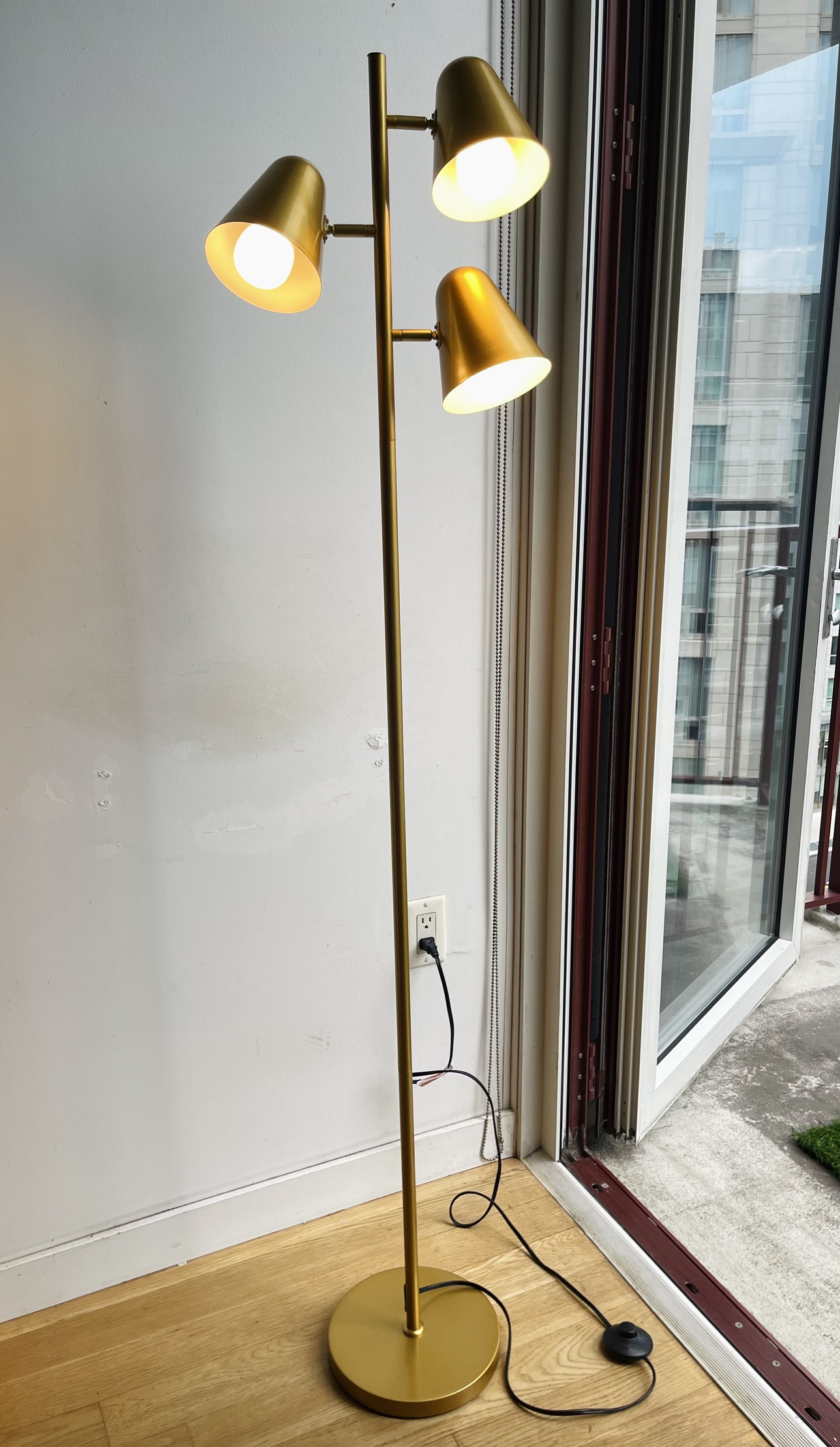 3-Light Floor Lamp, 63.5” Mid Century Modern - photo 5