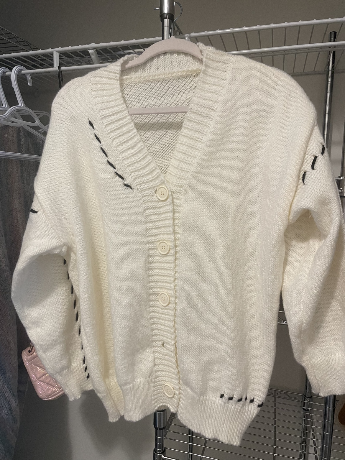 White Cardigan with Black Detailing thumbnail