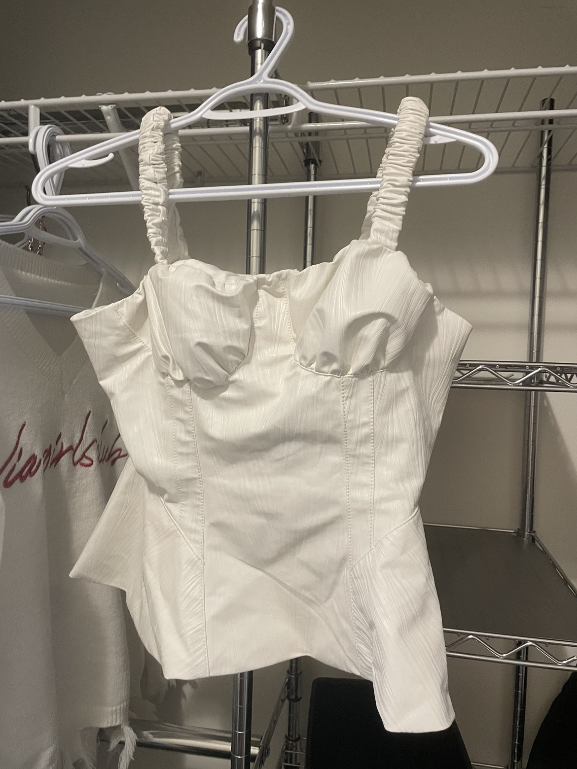 White Faux Leather Crop Top thumbnail