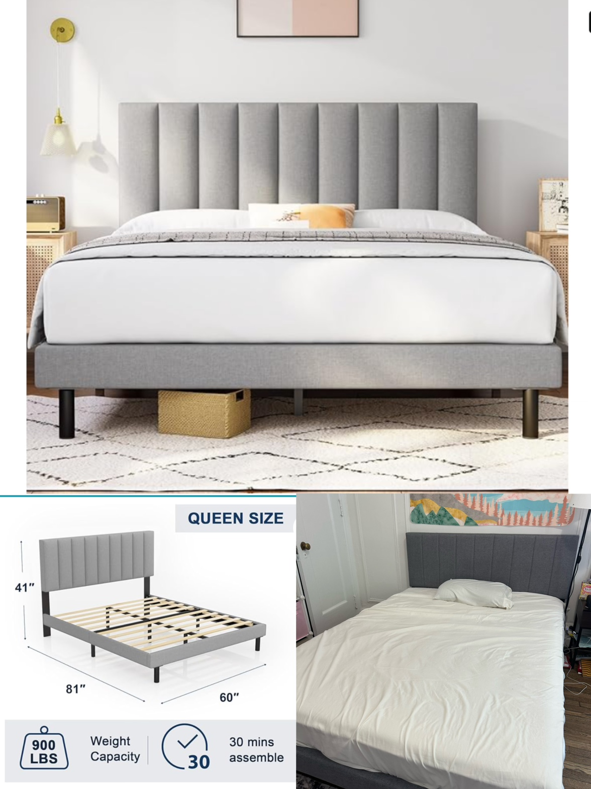 Queen size bed and bed frame - photo 4