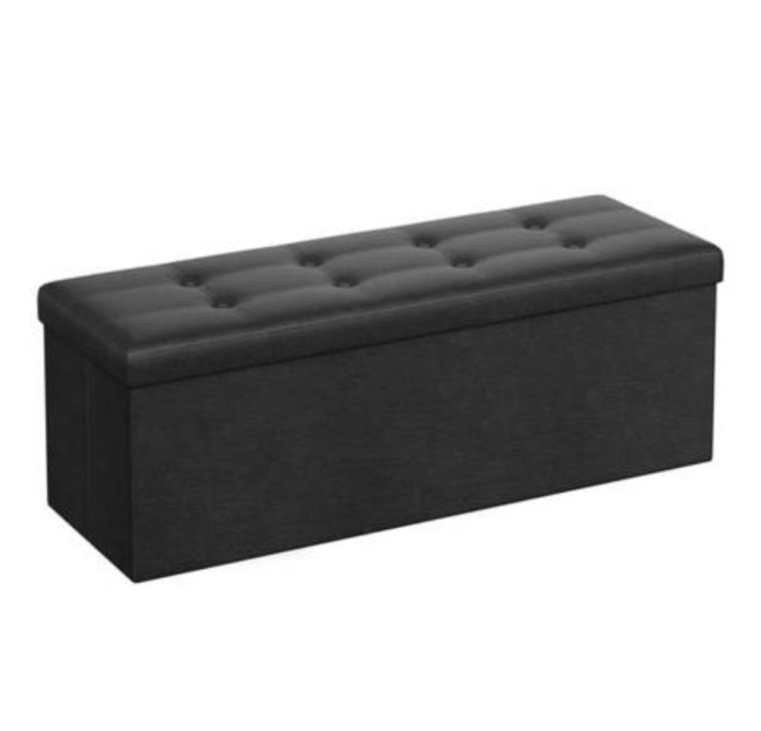 Black Storage Ottoman Foldable Queens 11365