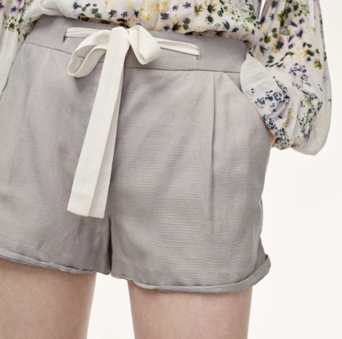 Aritzia Wilfred Allegra grey linen shorts size 00 - photo 3