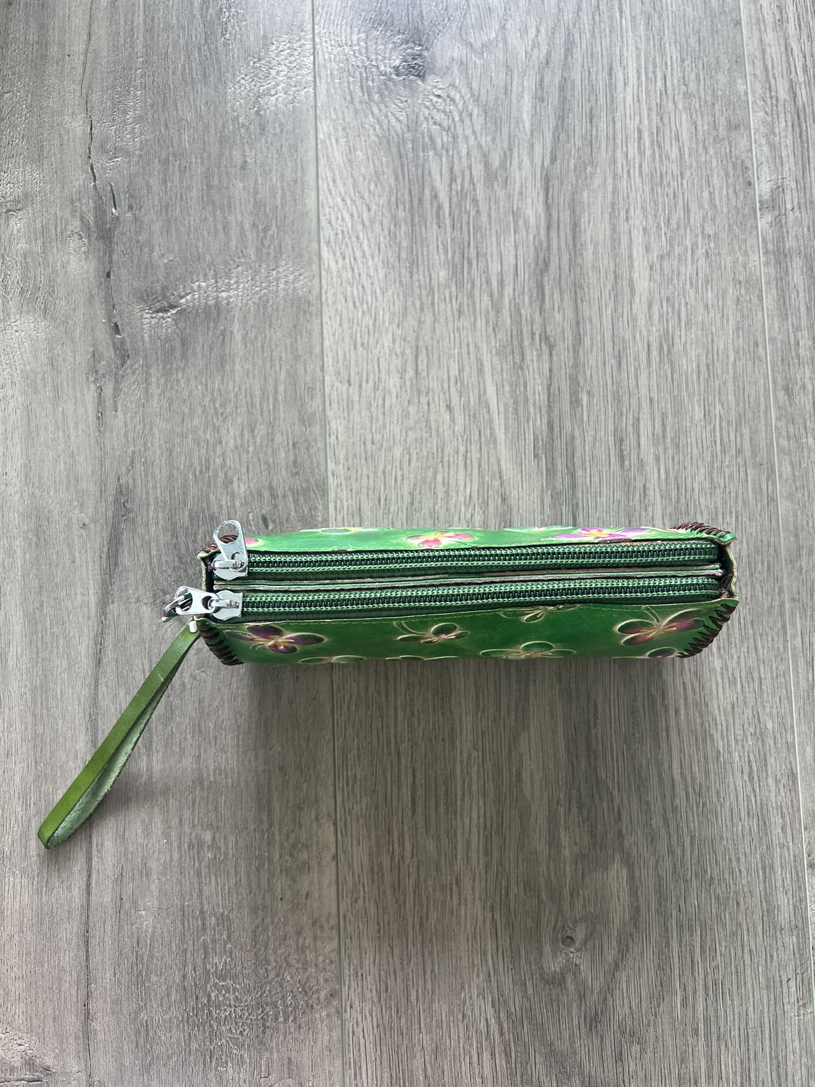 Green Leather Clutch / Wristlet wallet - photo 3