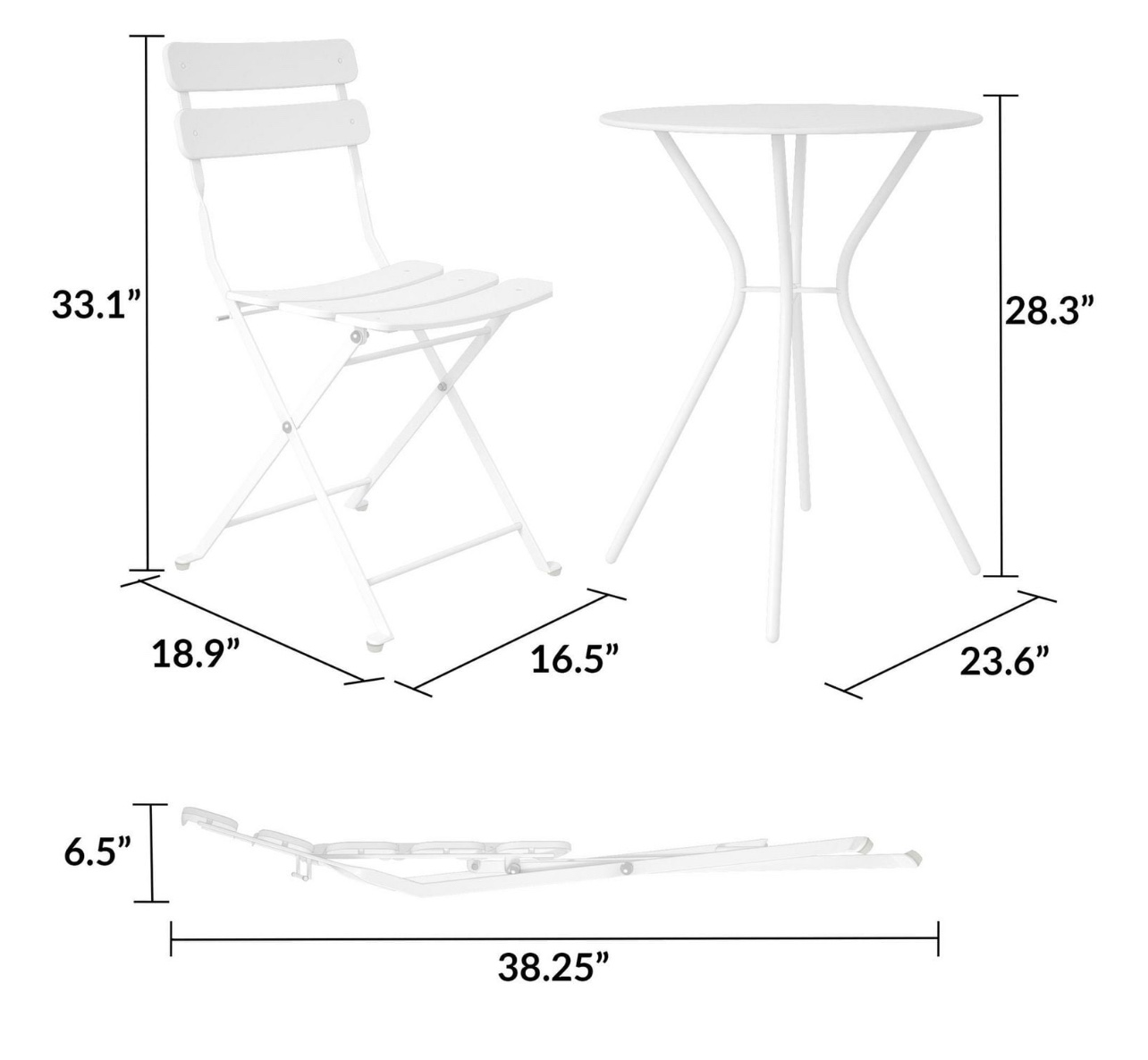 COSCO Outdoor Living, 3 Piece Bistro Set, White - photo 5