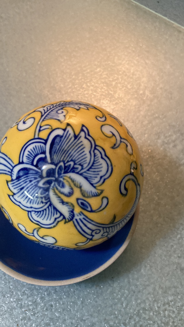 Vintage Yellow & Blue Floral Ornament image indicator(2)