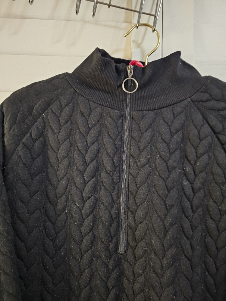 Black tricot stretchy sweater dress image indicator(2)