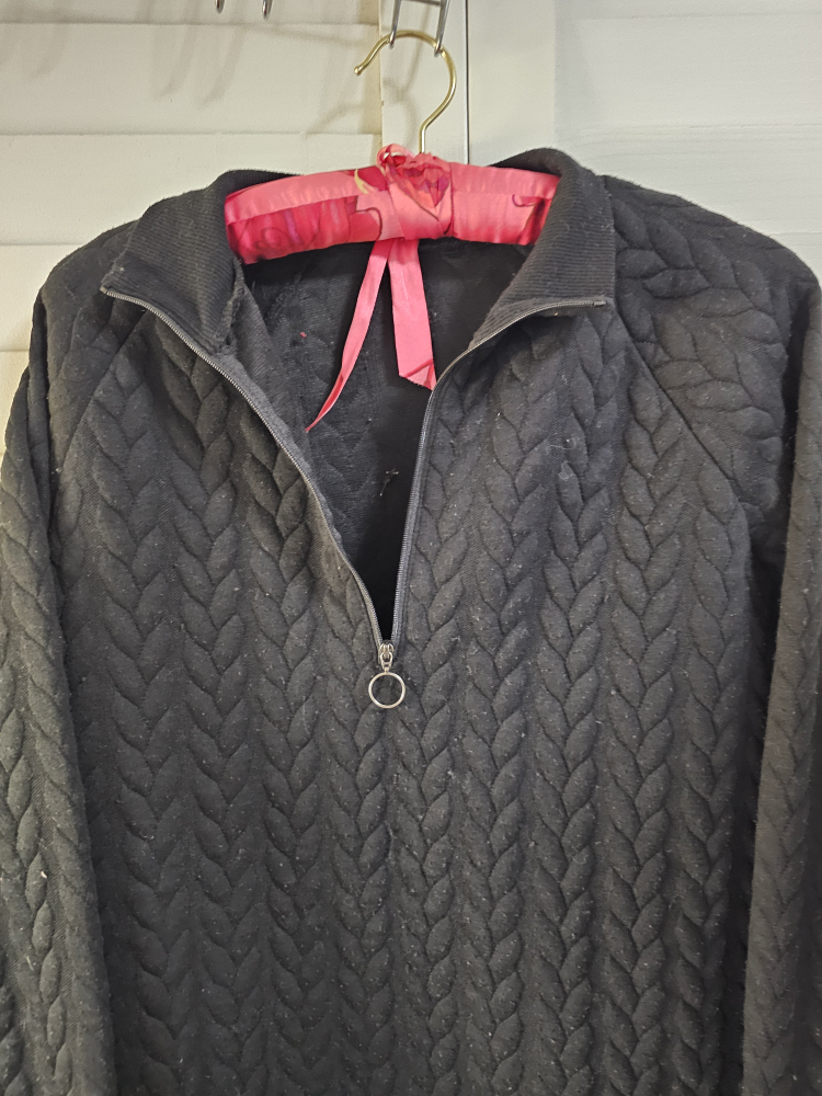 Black tricot stretchy sweater dress image indicator(3)