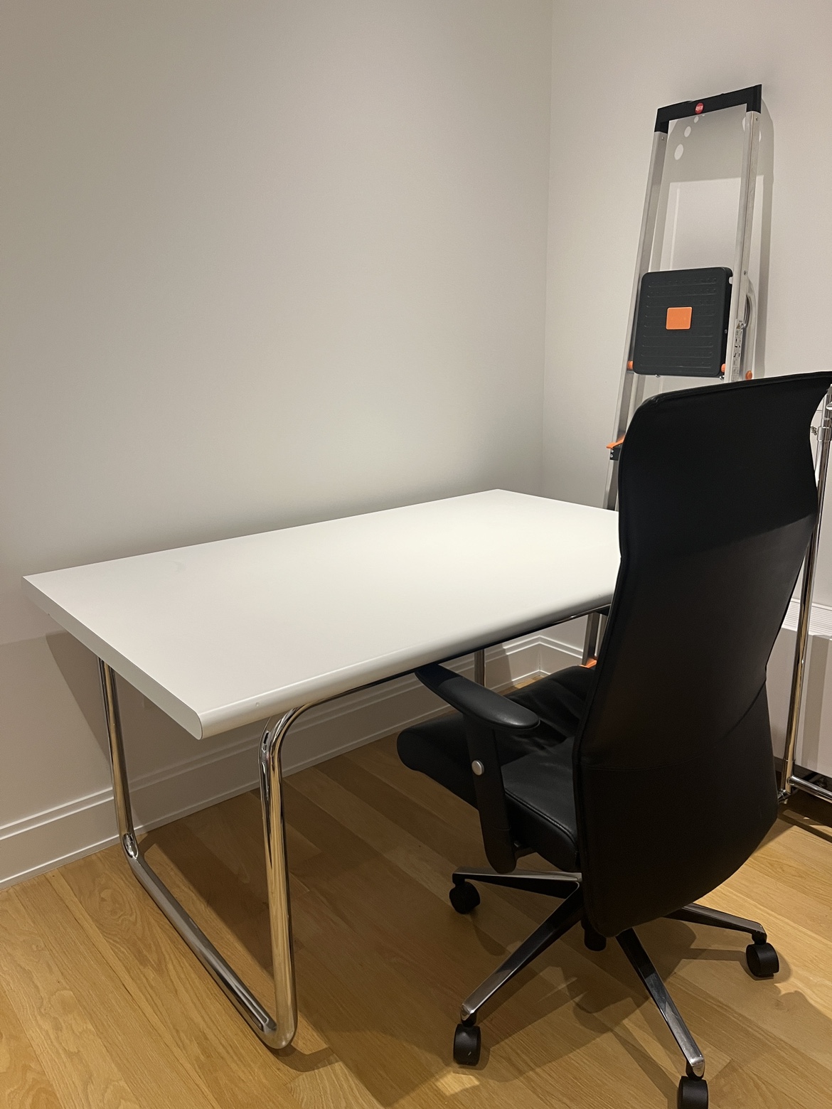 White Desk with Chrome Legs