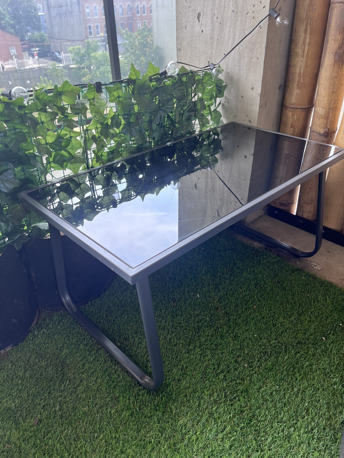 Metal frame Glass Top Table outdoor or indoor - photo 2