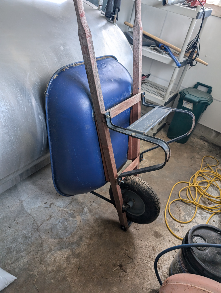 Wheelbarrow, Hook, and Wheel,silo forks.