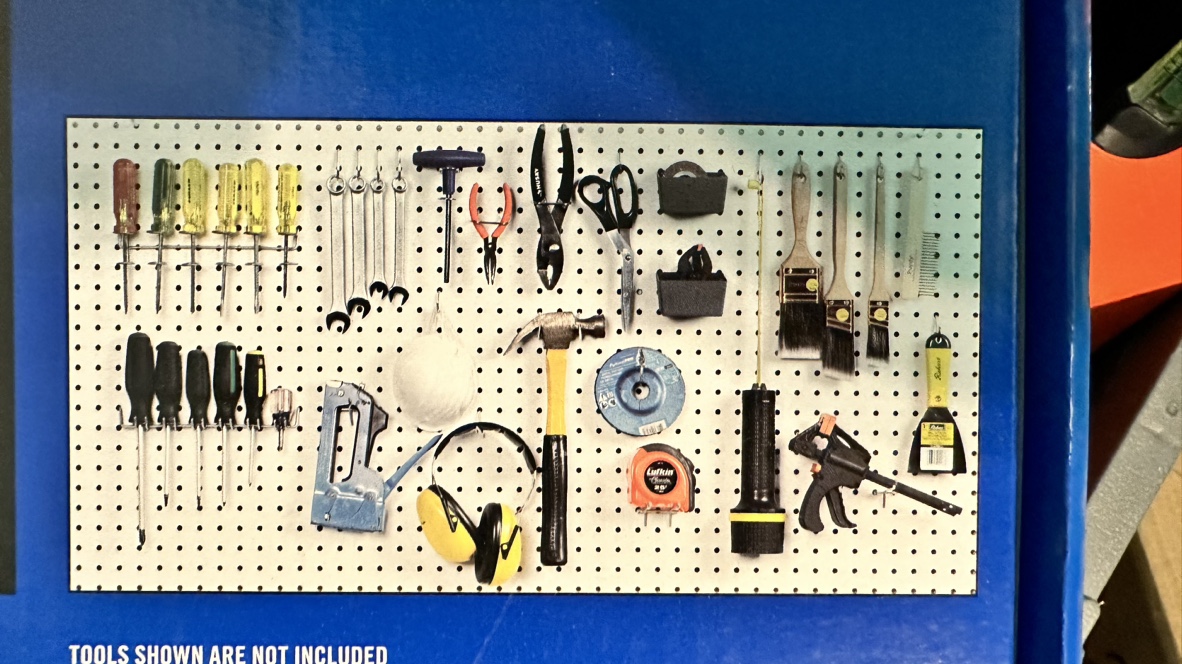 48”x24” Pegboard with Hooks & Accessories