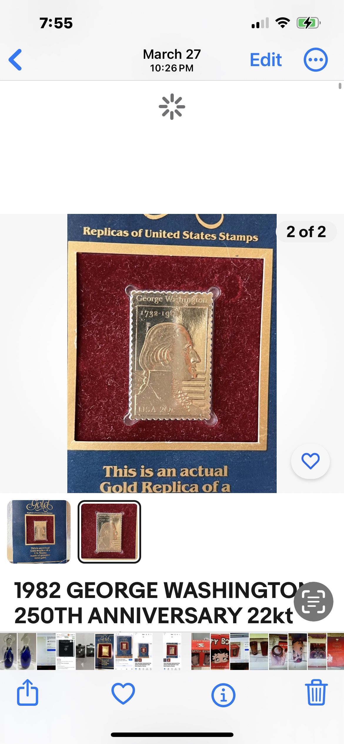 22K Gold 1982 Anniversary Replica Stamp image indicator(4)
