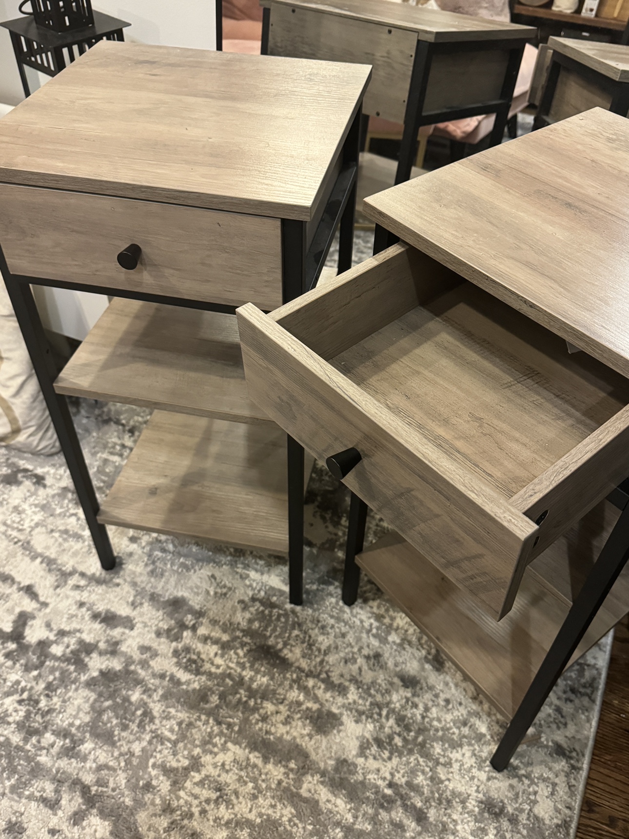 Pair of wood and metal nightstands - photo 2